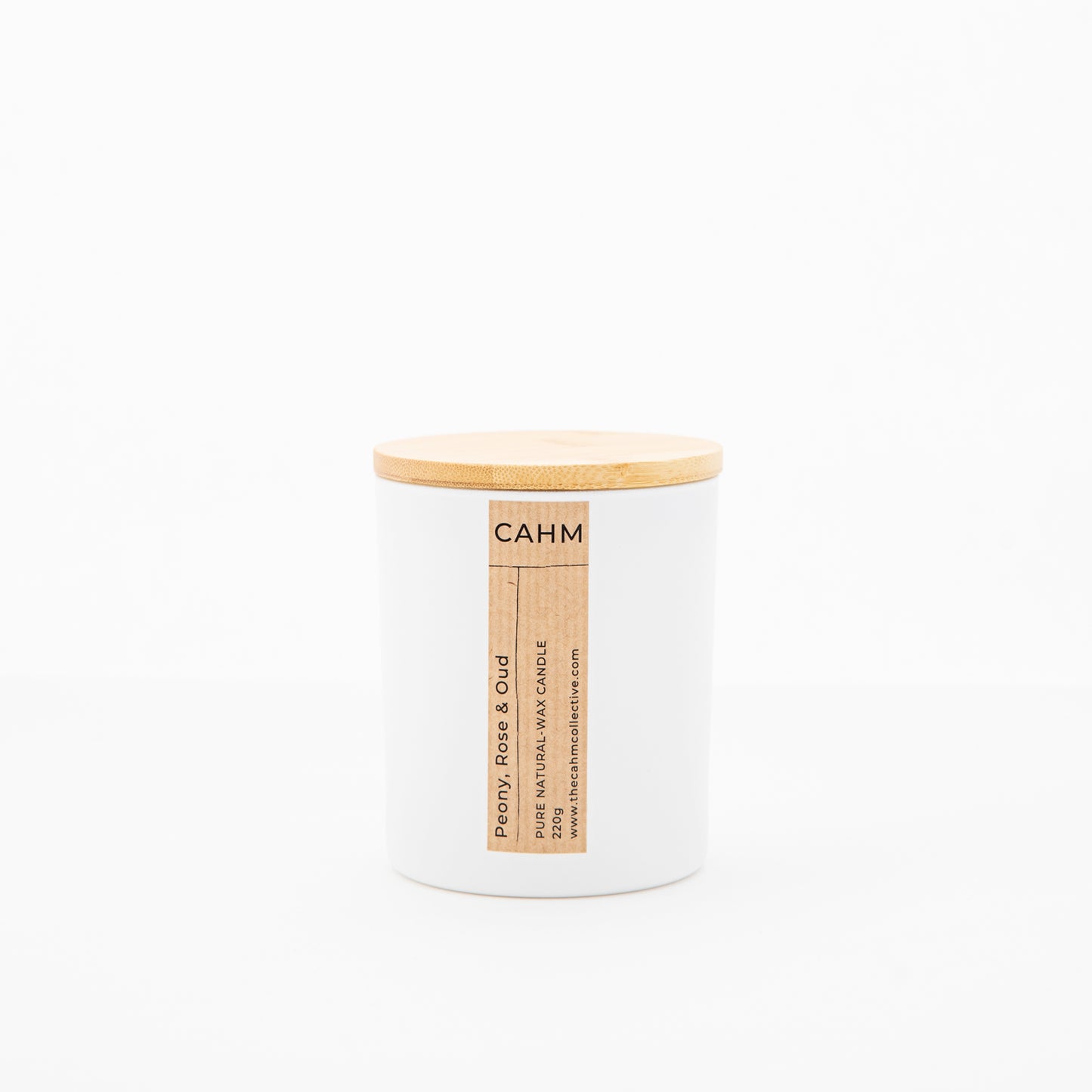 Peony, Rose & Oud Candle - White - The Cahm Collective