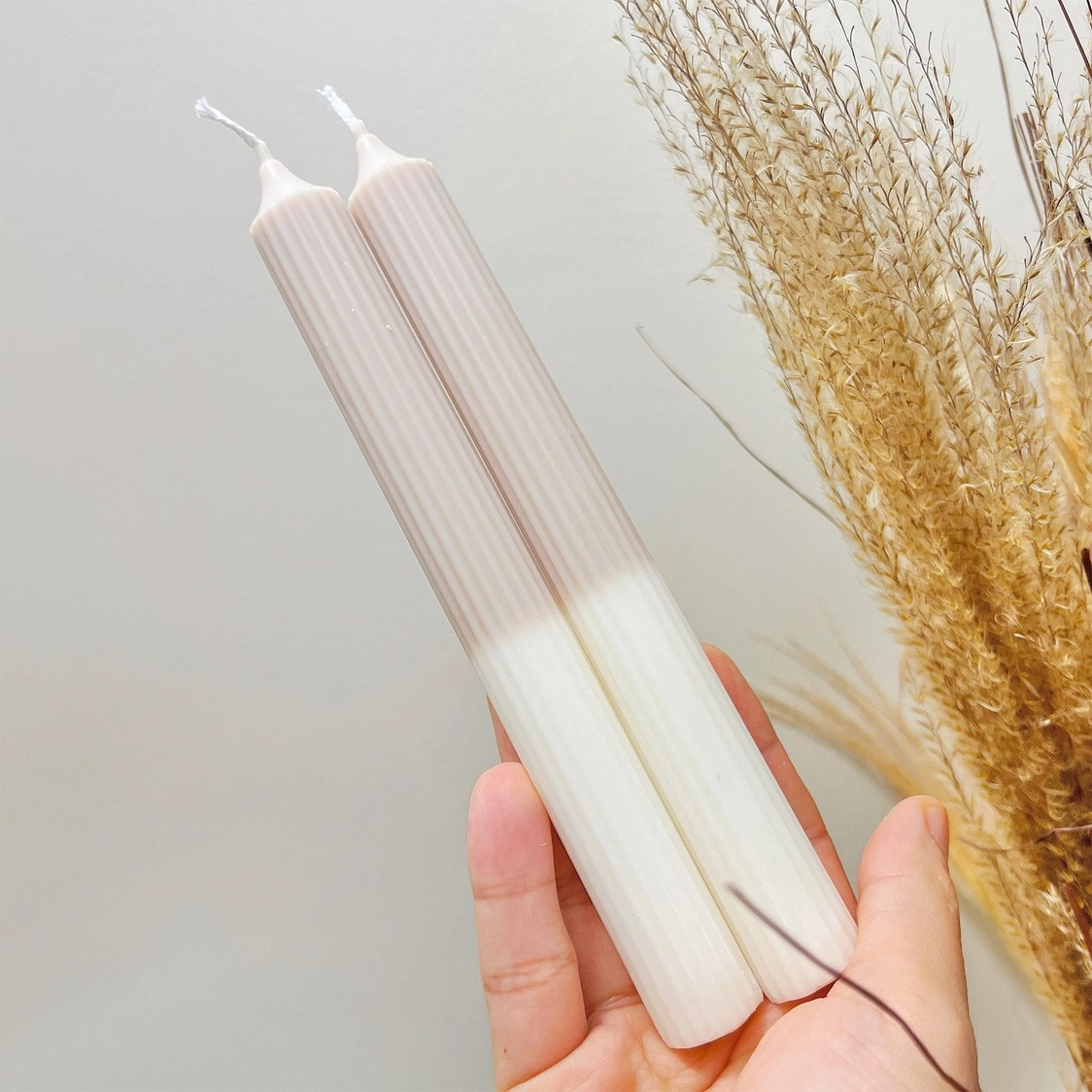 Ombre Candles - Beige and White