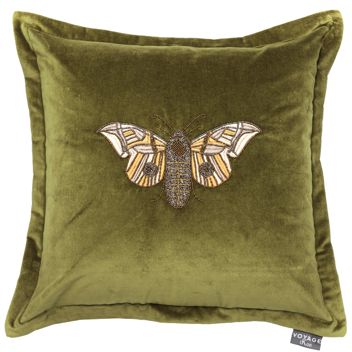 Luna Embroidered Cushion Green