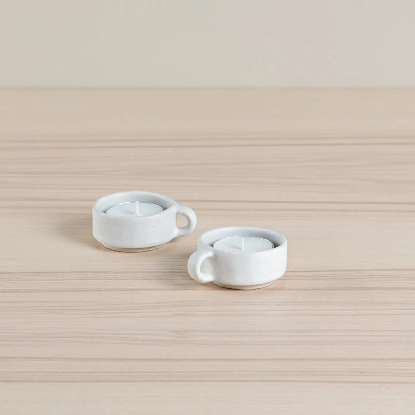 Organics Tealight Holder (Set of 2) - Oatmeal