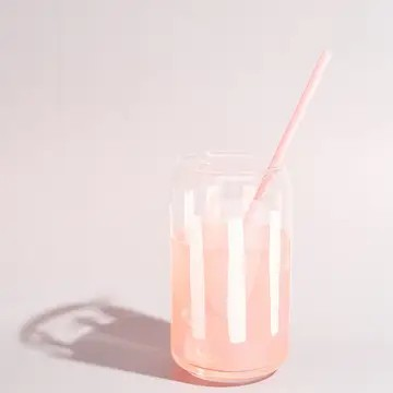 White Striped Screen Printed Soda Can Glass