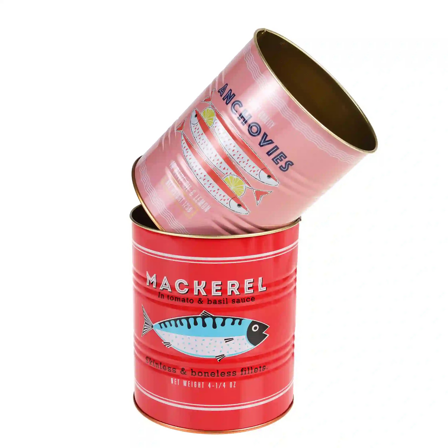 Retro Storage Tins - Mackerel & Anchovies (Set of 2)